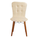 Καρέκλα Sonora I pakoworld βελουτέ εκρού-καρυδί πόδι - Image 3