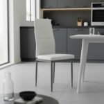 Καρέκλα Parker pakoworld μέταλλο-PU λευκό-ανθρακί πόδι 42x48x98εκ