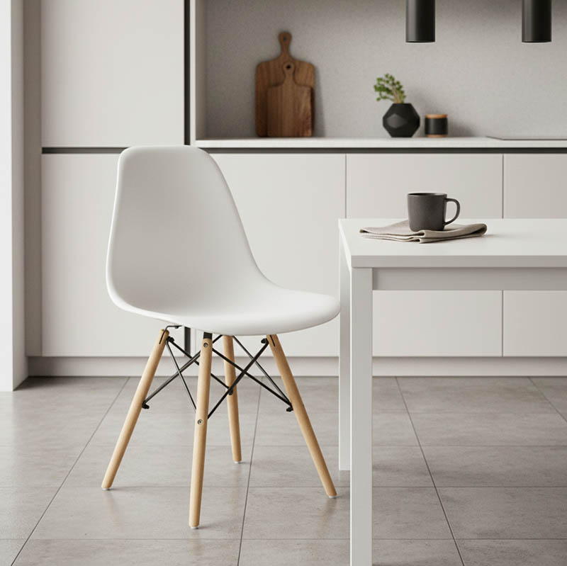 271-000004-1 Καρέκλα Julita pakoworld PP λευκό-φυσικό πόδι 46x50x82εκ - Image 1