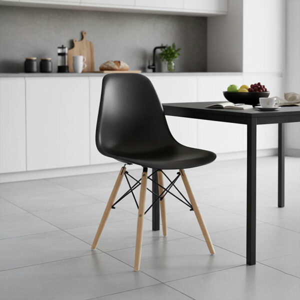 Καρέκλα Julita pakoworld PP μαύρο-φυσικό πόδι 46x50x82εκ