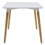 Τραπέζι Natali pakoworld MDF λευκό-πόδια φυσικό 80x80x76εκ
