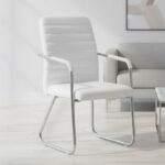 Καρέκλα επισκέπτη Sefine pakoworld λευκό pu-πόδι χρωμίου 53x45x97εκ