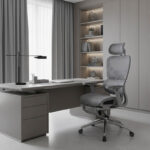 Καρέκλα γραφείου διευθυντή με υποπόδιο Thelonius pakoworld mesh γκρι