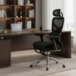 Καρέκλα γραφείου διευθυντή με υποπόδιο Thelonius pakoworld mesh μαύρο