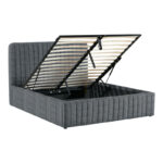 Κρεβάτι διπλό Zilin pakoworld ύφασμα ανθρακί με αποθηκευτικό χώρο 160x200εκ - Image 2