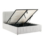 Κρεβάτι διπλό Zilin pakoworld ύφασμα γκρι-μπεζ με αποθηκευτικό χώρο 160x200εκ - Image 2