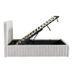 Κρεβάτι διπλό Zilin pakoworld ύφασμα γκρι-μπεζ με αποθηκευτικό χώρο 160x200εκ - Image 3