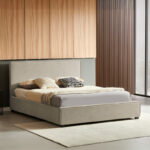 Κρεβάτι διπλό Bedka pakoworld ύφασμα γκρι με αποθηκευτικο χώρο160x200εκ