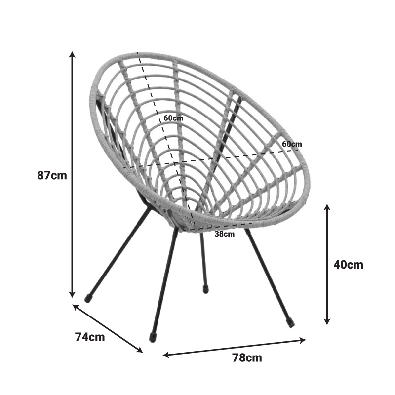 286-000010-1 Πολυθρόνα Naoki pakoworld pe ratatn σε φυσική απόχρωση-μέταλλο μαύρο πόδι 78x74x87εκ - Image 1