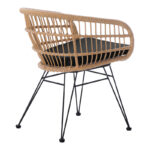 Πολυθρόνα Naoki pakoworld με μαξιλάρι pe rattan σε φυσική απόχρωση και μαύρα μεταλλικά πόδια 63x61x79εκ - Image 2