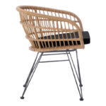 Πολυθρόνα Naoki pakoworld με μαξιλάρι pe rattan σε φυσική απόχρωση και μαύρα μεταλλικά πόδια 63x61x79εκ - Image 3