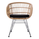 Πολυθρόνα Naoki pakoworld με μαξιλάρι pe rattan σε φυσική απόχρωση και μαύρα μεταλλικά πόδια 63x61x79εκ - Image 4