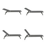 Ξαπλώστρα Boka pakoworld ανθρακί αλουμίνιο και textilene σε μαύρη απόχρωση 60x192x31εκ - Image 3