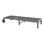 Ξαπλώστρα Mailo pakoworld ανθρακί αλουμίνιο και textilene σε μαύρη απόχρωση 71x206x30εκ