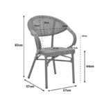 Πολυθρόνα Isaia pakoworld φυσικό αλουμίνιο-textilene γκρι 57x57x83εκ