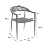 Πολυθρόνα Fagen pakoworld στοιβαζόμενη λευκό αλουμίνιο-φυσικό textilene 56x60x78εκ - Image 4