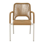 Πολυθρόνα αλουμινίου Norture pakoworld στοιβαζόμενη λευκός σκελετός-φυσικό rattan 57x61x85εκ - Image 3