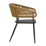 Πολυθρόνα αλουμινίου Raven pakoworld στοιβαζόμενη ανθρακί σκελετός-textilene φυσικό rattan 57x62x78εκ - Image 2