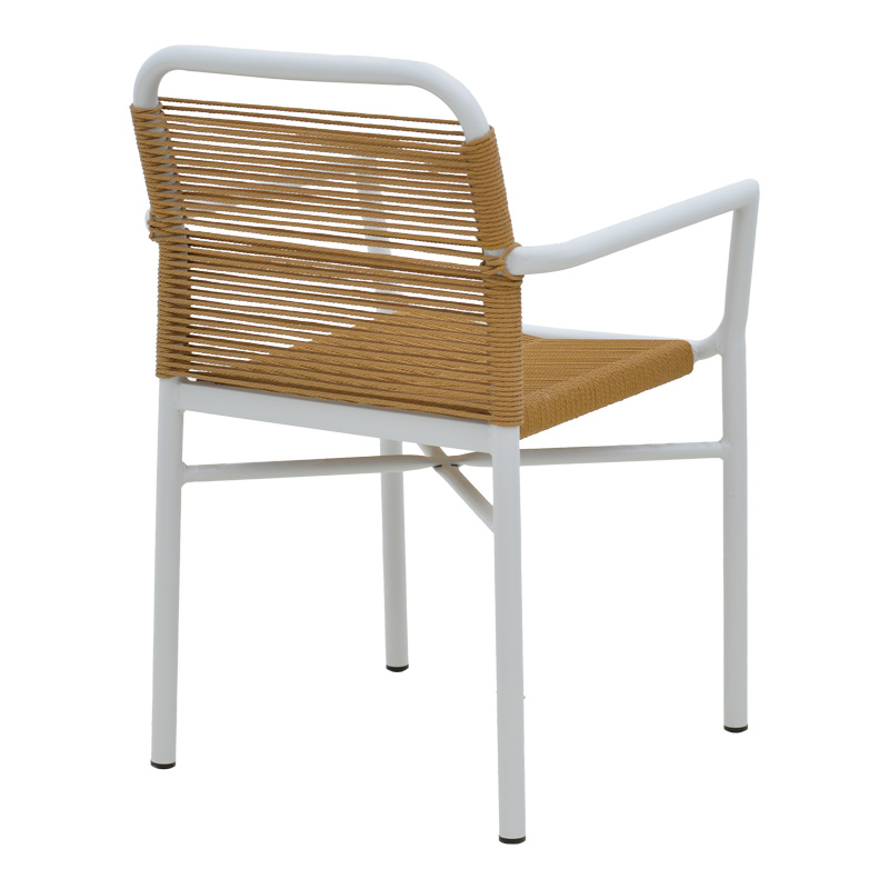 291-000012-1 Πολυθρόνα αλουμινίου Clutch pakoworld στοιβαζόμενη λευκός σκελετός-φυσικό rattan 55x56x80εκ - Image 1