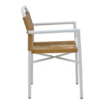Πολυθρόνα αλουμινίου Clutch pakoworld στοιβαζόμενη λευκός σκελετός-φυσικό rattan 55x56x80εκ - Image 2