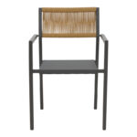 Πολυθρόνα αλουμινίου Savor pakoworld στοιβαζόμενη ανθρακί σκελετός-textilene φυσικό rattan 55x58x83εκ - Image 3