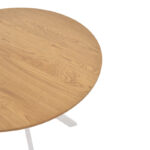 Τραπέζι Xuson pakoworld φυσικό mdf-πόδι λευκό μέταλλο Φ80x75εκ - Image 3