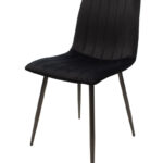 Καρέκλα Noor pakoworld μαύρο βελούδο με πόδι μετάλλου σε μαύρη απόχρωση 44x53x86εκ - Image 5