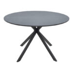 Τραπέζι Xuson pakoworld mdf σε ανθρακί απόχρωση με πόδι μαύρο μέταλλο Φ120x75εκ