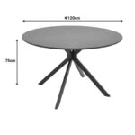 Τραπέζι Xuson pakoworld mdf σε ανθρακί απόχρωση με πόδι μαύρο μέταλλο Φ120x75εκ - Image 3