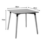 Τραπέζι Natali pakoworld MDF μαύρο-πόδια φυσικό 80x80x76εκ - Image 2