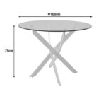 Τραπέζι Antoro pakoworld γυαλί και μεταλλικά πόδια σε λευκή απόχρωση Φ100x75εκ - Image 4