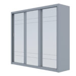 Ντουλάπα Grandio Γκρι με καθρέφτη 250x60x215cm - Image 2