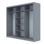 Ντουλάπα Grandio Γκρι με καθρέφτη 250x60x215cm - Image 3