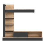 Σύνθετο σαλονιού Dranko pakoworld μαύρο-oak μελαμίνης 205x41.5x192εκ - Image 2