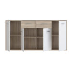 Μπουφές Drepen pakoworld μελαμίνη σε λευκό και sonoma χρώμα 162.3x34.2x81.7εκ - Image 4