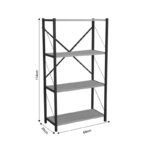 Βιβλιοθήκη Jackrey pakoworld ανθρακί μελαμίνης-μαύρο μέταλλο 63x30x114εκ - Image 3