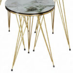 Βοηθητικά τραπέζια Wakmi pakoworld σετ 3τεμ λευκό μπεζ μαρμάρου μελαμίνης-χρυσό μέταλλο - Image 3
