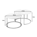 Τραπέζια σαλονιού Solme pakoworld σετ 2τεμ κρεμ μελαμίνης-χρυσό μέταλλο - Image 3