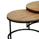 Τραπέζια σαλονιού Solme pakoworld σετ 2τεμ φυσικό μελαμίνης-μαύρο μέταλλο - Image 3