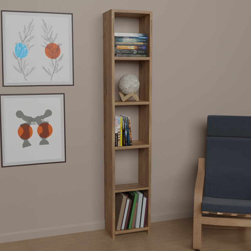 321-000092-1 Βιβλιοθήκη Barzine pakoworld μελαμίνη σε φυσική απόχρωση 27.6x19.5x150εκ - Image 1