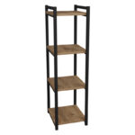 Επιδαπέδια ραφιέρα Harvey pakoworld μαύρο μέταλλο και μελαμίνη σε φυσική απόχρωση 33x28x100εκ