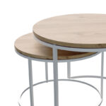 Τραπέζια σαλονιού Solme pakoworld σετ 2τεμ λευκό μέταλλο και μελαμίνη σε φυσική απόχρωση - Image 2