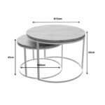 Τραπέζια σαλονιού Solme pakoworld σετ 2τεμ λευκό μέταλλο και μελαμίνη σε φυσική απόχρωση - Image 4