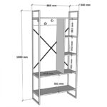 Έπιπλο εισόδου Feranda pakoworld με ράφια oak με μαύρο μεταλλικό σκελετό 88x34x180εκ - Image 4