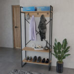 Έπιπλο εισόδου Levento pakoworld oak με μαύρο μεταλλικό σκελετό 88x34x180εκ - Image 2