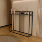 Κονσόλα Convida pakoworld ανθρακί με μαύρο μεταλλικό σκελετό 100x25x90εκ - Image 3