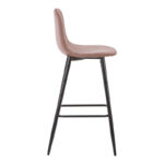 Σκαμπό μπαρ μεσαίου ύψους Bella pakoworld σάπιο μήλο βελούδο-πόδι μαύρο μέταλλο 41x47x93εκ - Image 2