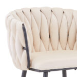 Σκαμπό μπαρ Vivian pakoworld μπεζ βελούδο-πόδι μαύρο μέταλλο 57x50x100εκ - Image 4