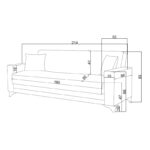 Καναπές-κρεβάτι με αποθηκευτικό χώρο τριθέσιος Vox pakoworld ανθρακί ύφασμα 214x82x83εκ - Image 4