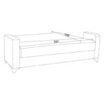 Καναπές-κρεβάτι με αποθηκευτικό χώρο τριθέσιος Vox pakoworld ανθρακί ύφασμα 214x82x83εκ - Image 5